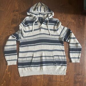American Eagle Outfitters Striped Hoodie - Navy and Cream